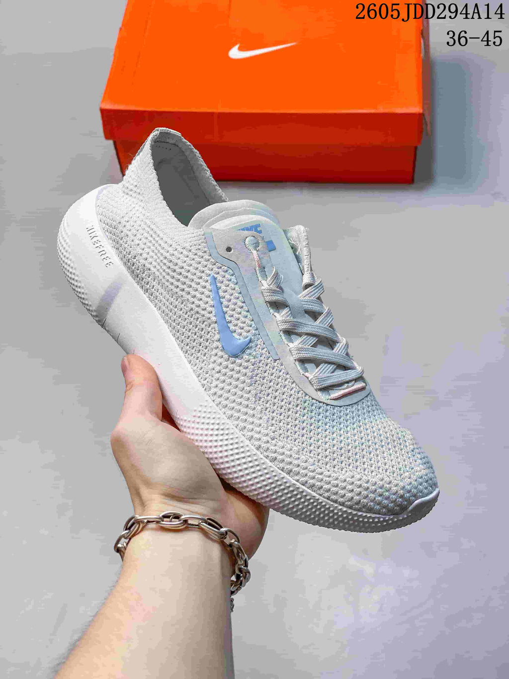 Nike Free 2025 Knit Running Sneakers Light Gray JDD294A14