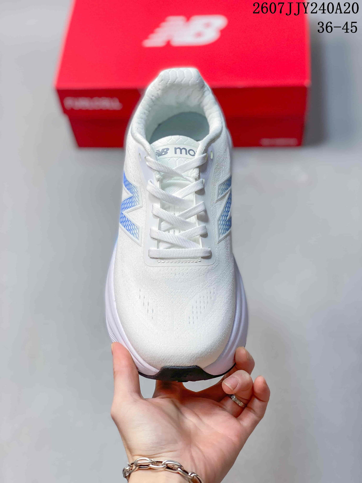New Balance Fresh Foam X More v6 White Blue Running Shoes