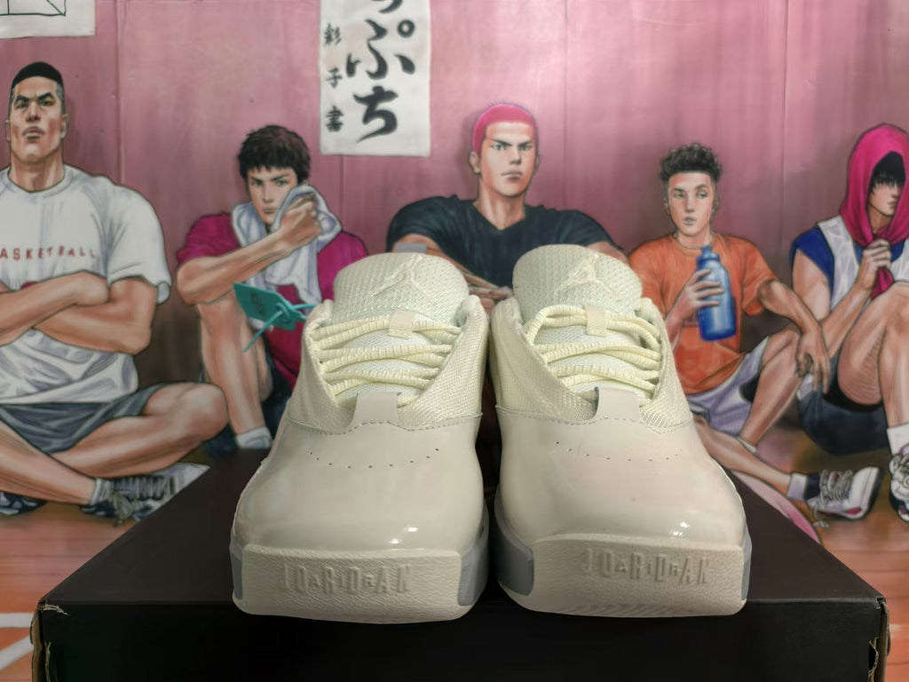 Beige Basketball Sneakers with Gray Accents