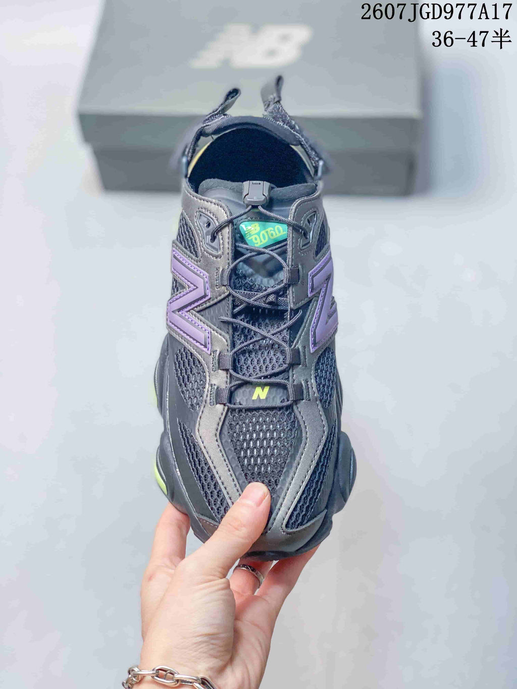 New Balance 9060 Black Purple Mule Sneakers