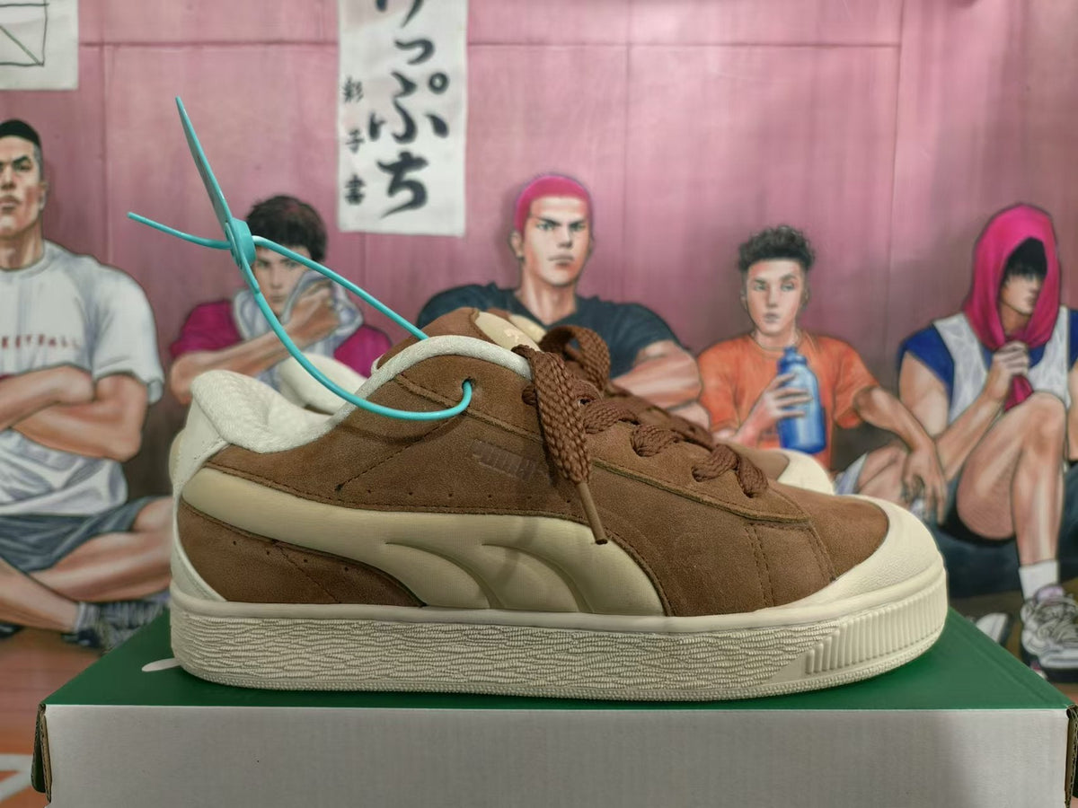 PUMA Brown Low-Top Sneakers with Cream Sole