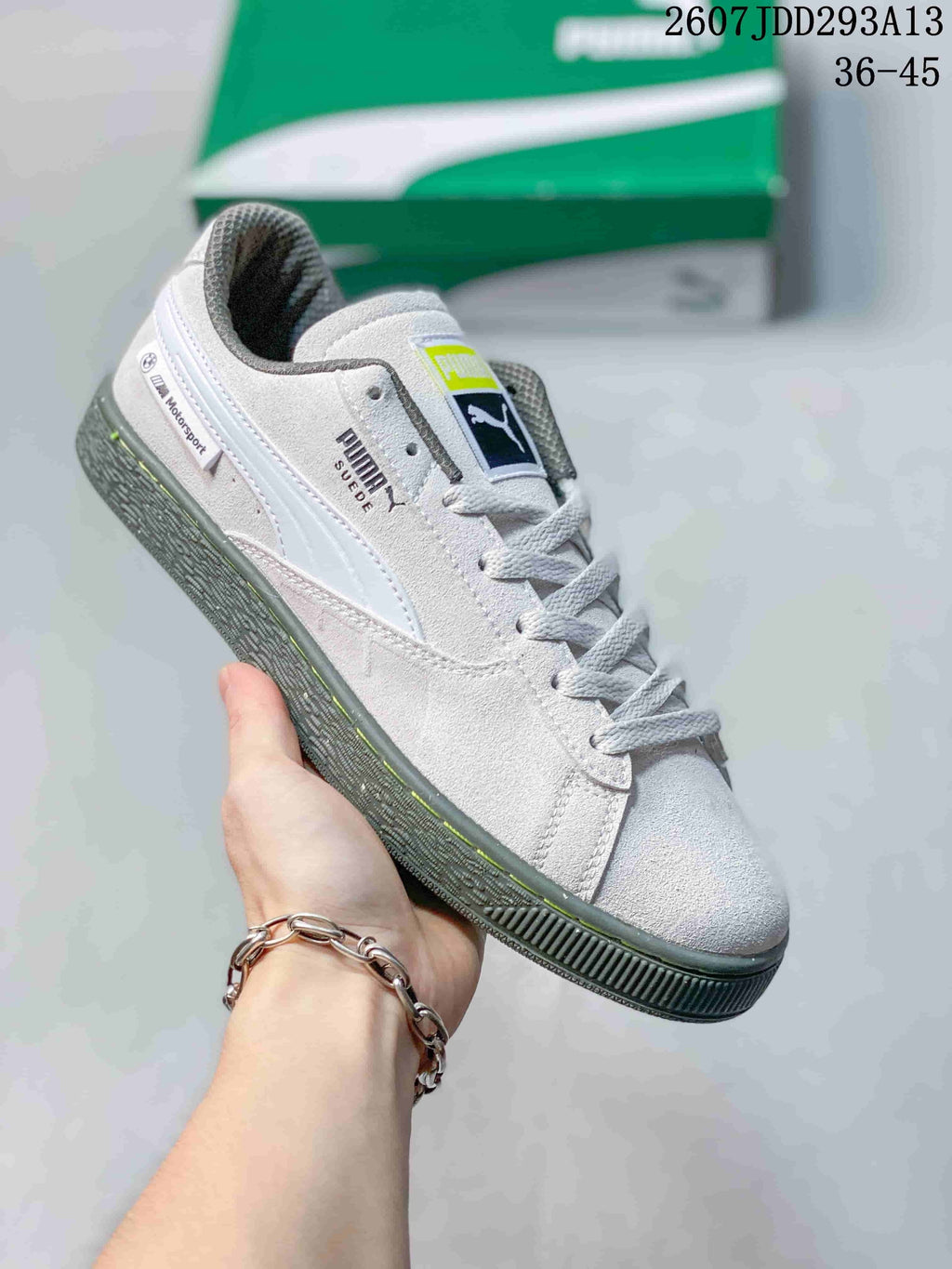 PUMA BMW MMS Suede XL Sneakers White and Gray 2607JDD293A13