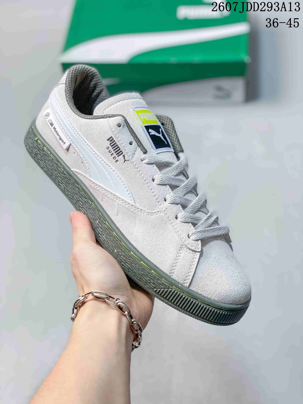 PUMA BMW MMS Suede XL Sneakers White and Gray 2607JDD293A13
