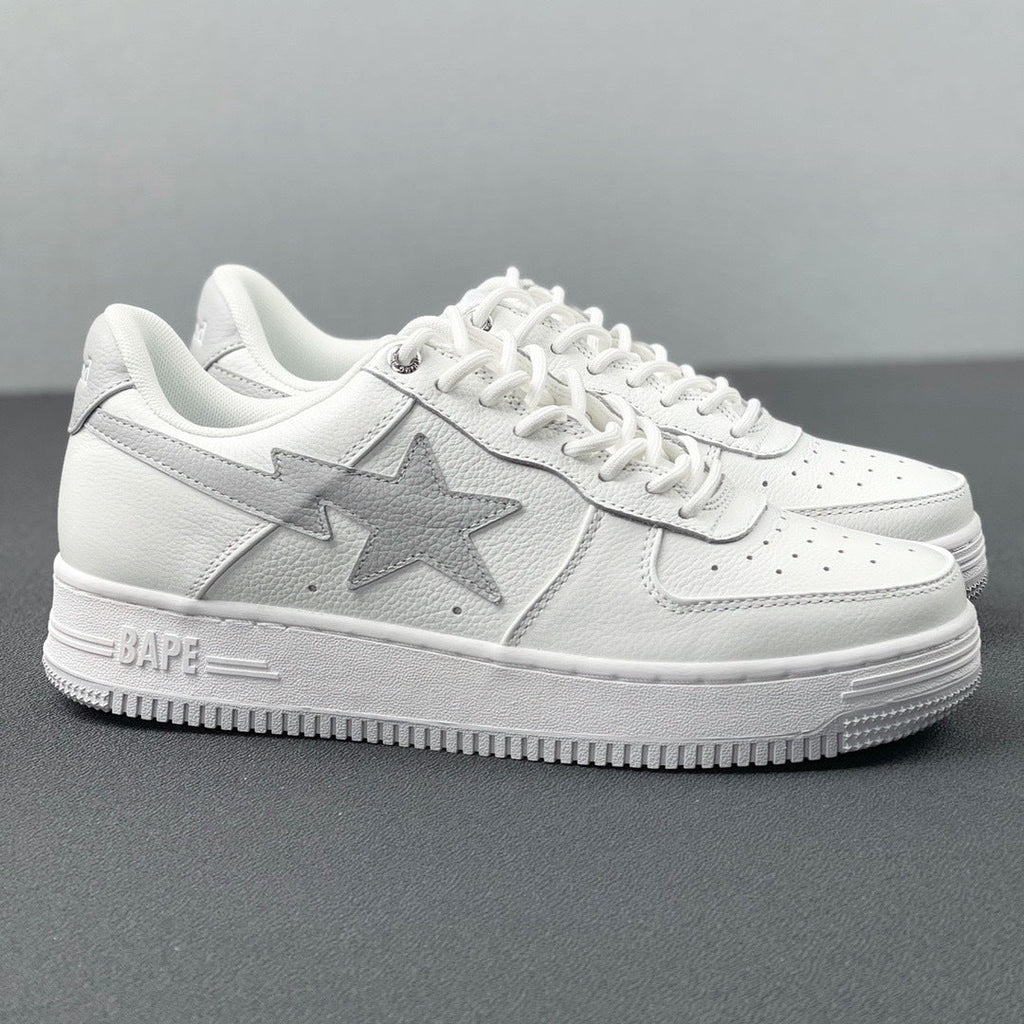 BAPE STA Low Sneakers in White and Grey
