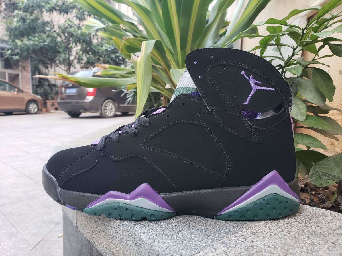 Air Jordan 7 High-Top Sneakers Black Purple Green