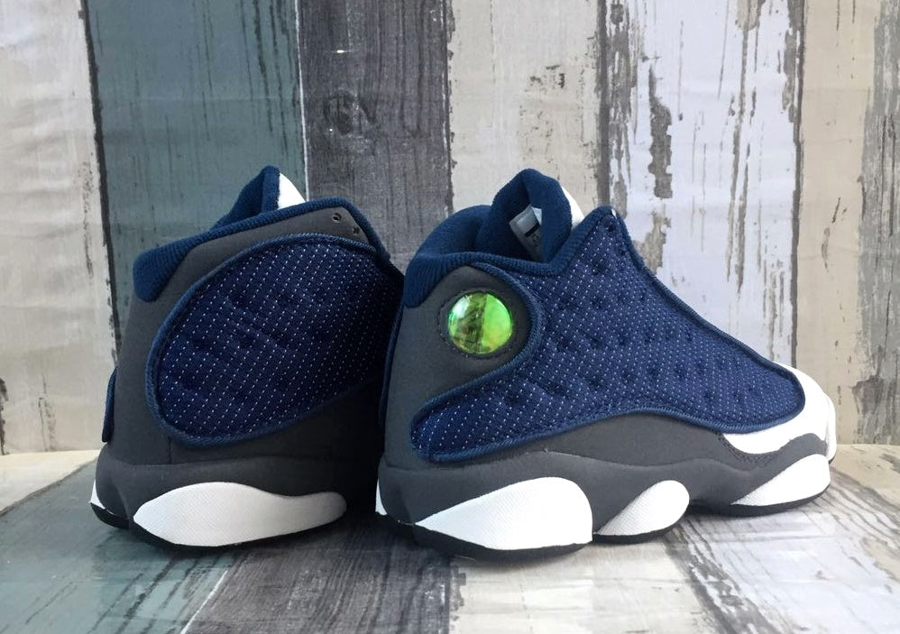 Jordan 13 White, Navy and Gray 3M Sneakers
