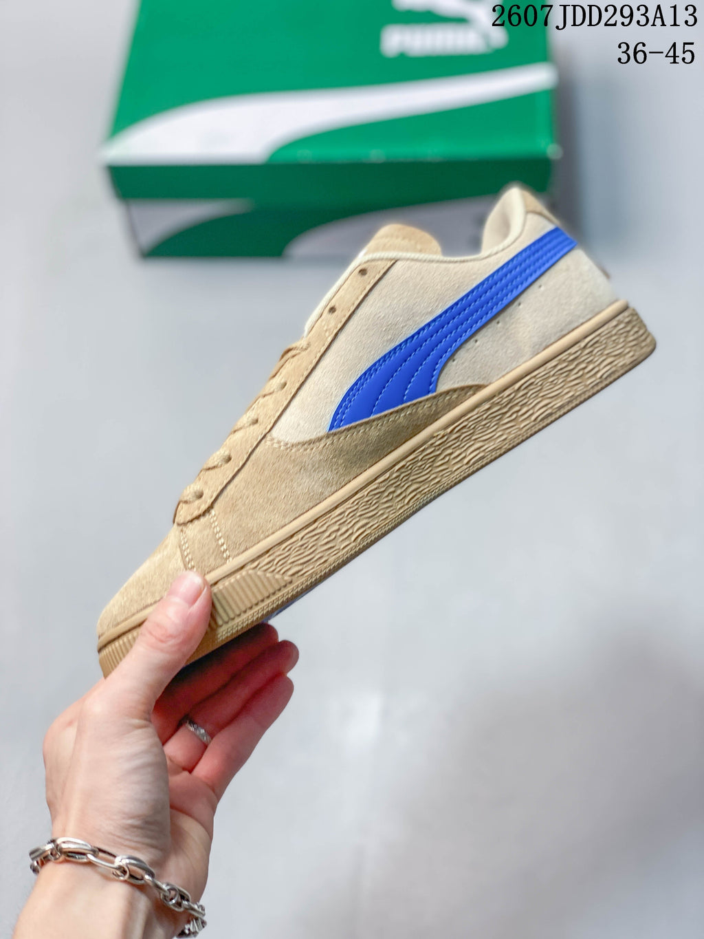 PUMA BMW MMS Suede XL Sneakers Tan and Blue 2607JDD293A13