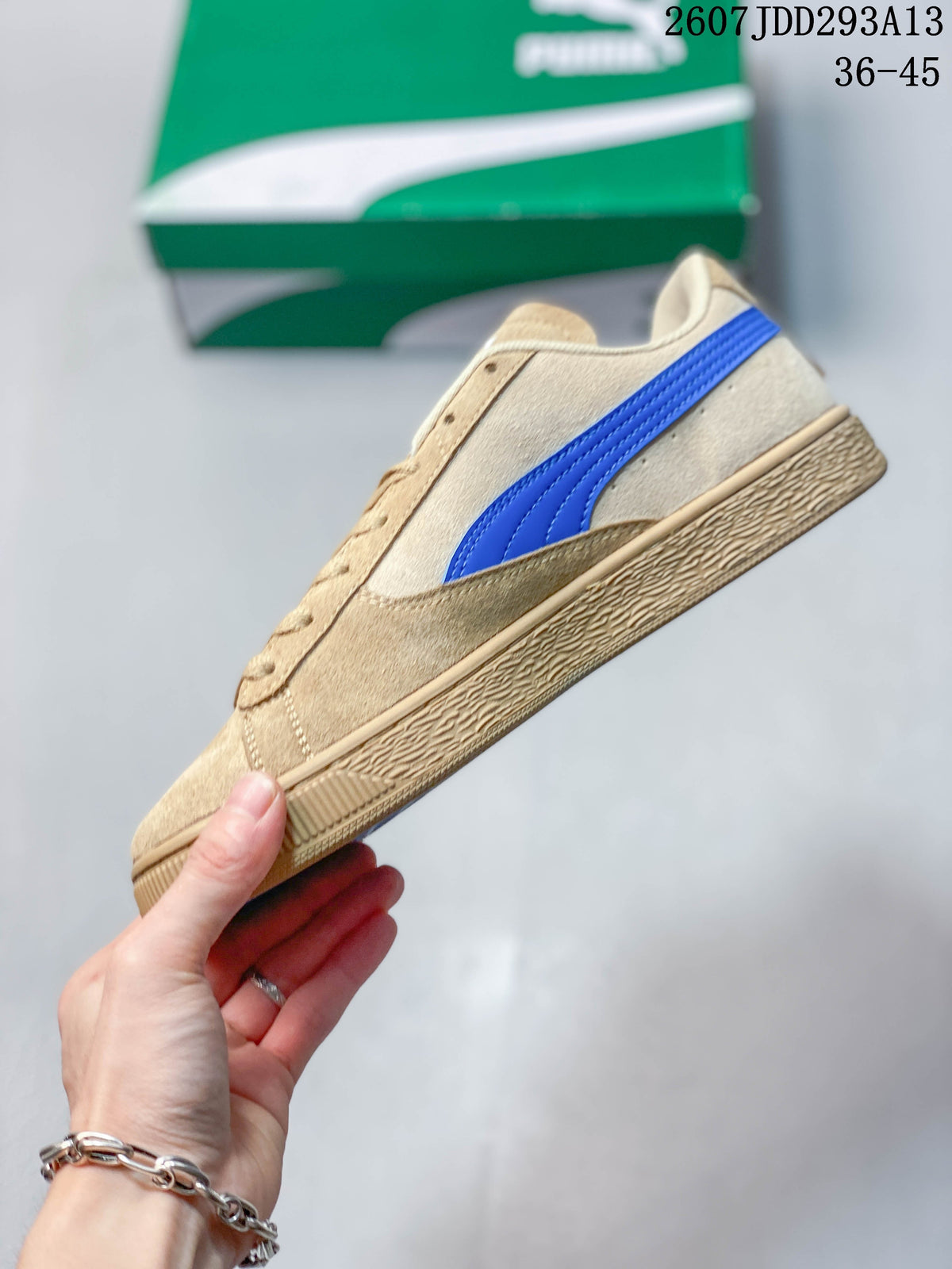 PUMA BMW MMS Suede XL Sneakers Tan and Blue 2607JDD293A13