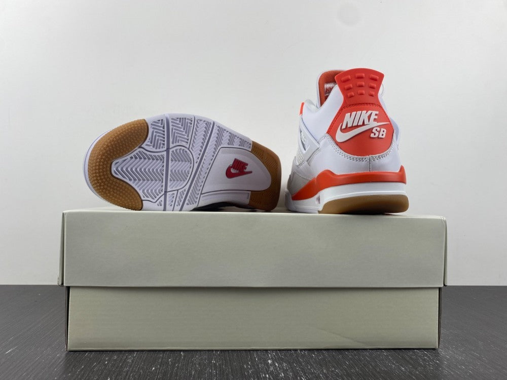 Nike SB x Air Jordan 4 White and Orange Sneakers DR5415-108