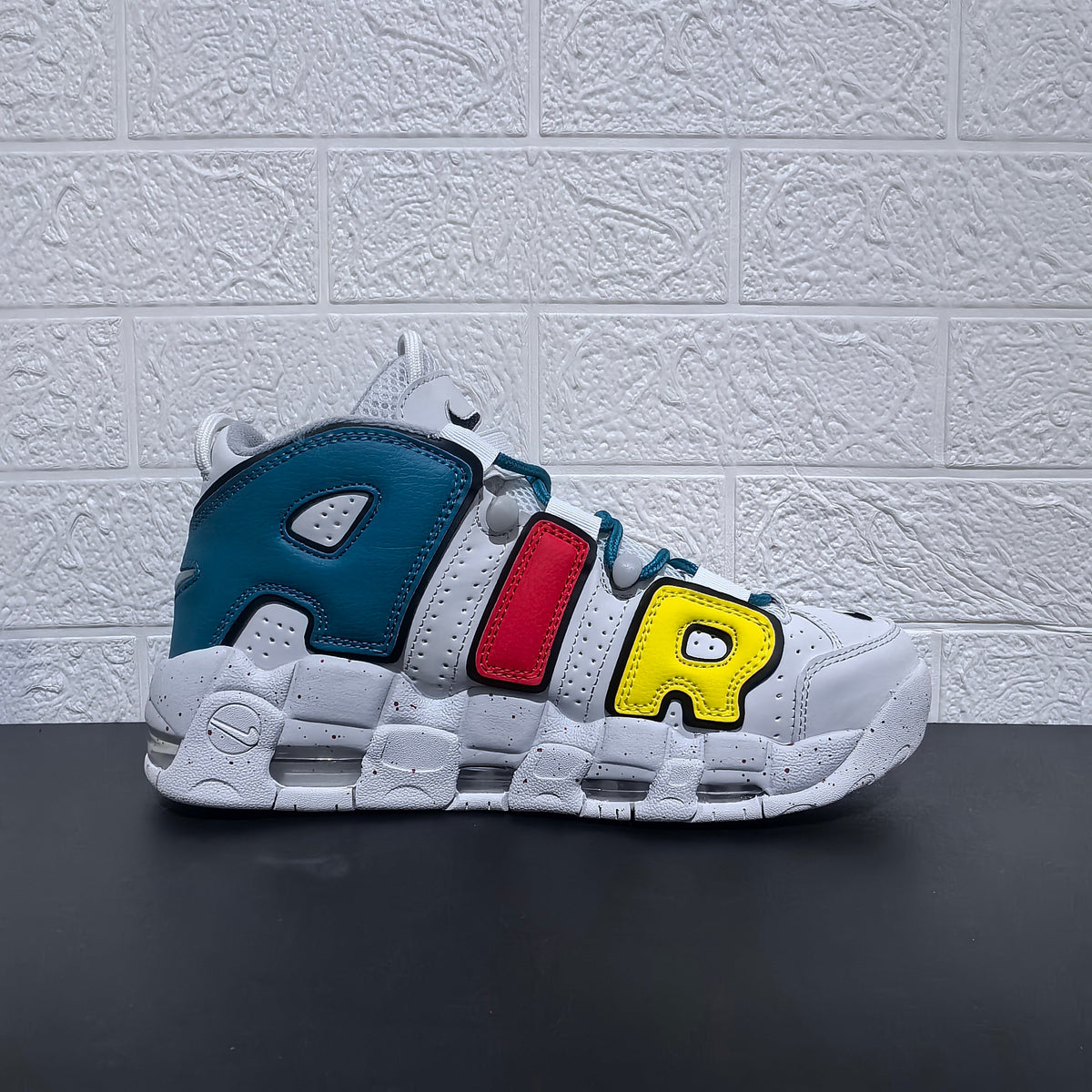 Nike Air More Uptempo Cartoon Bear Sneakers, White Blue Red