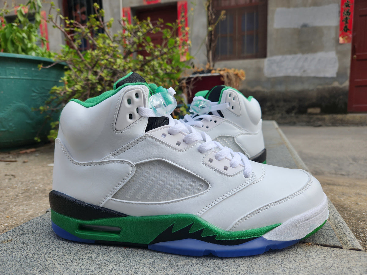Jordan Air Jordan 5 White and Green High-Top Sneakers