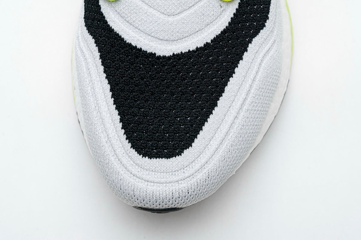 adidas UltraBoost 21 Running Shoes, White and Volt FY1214