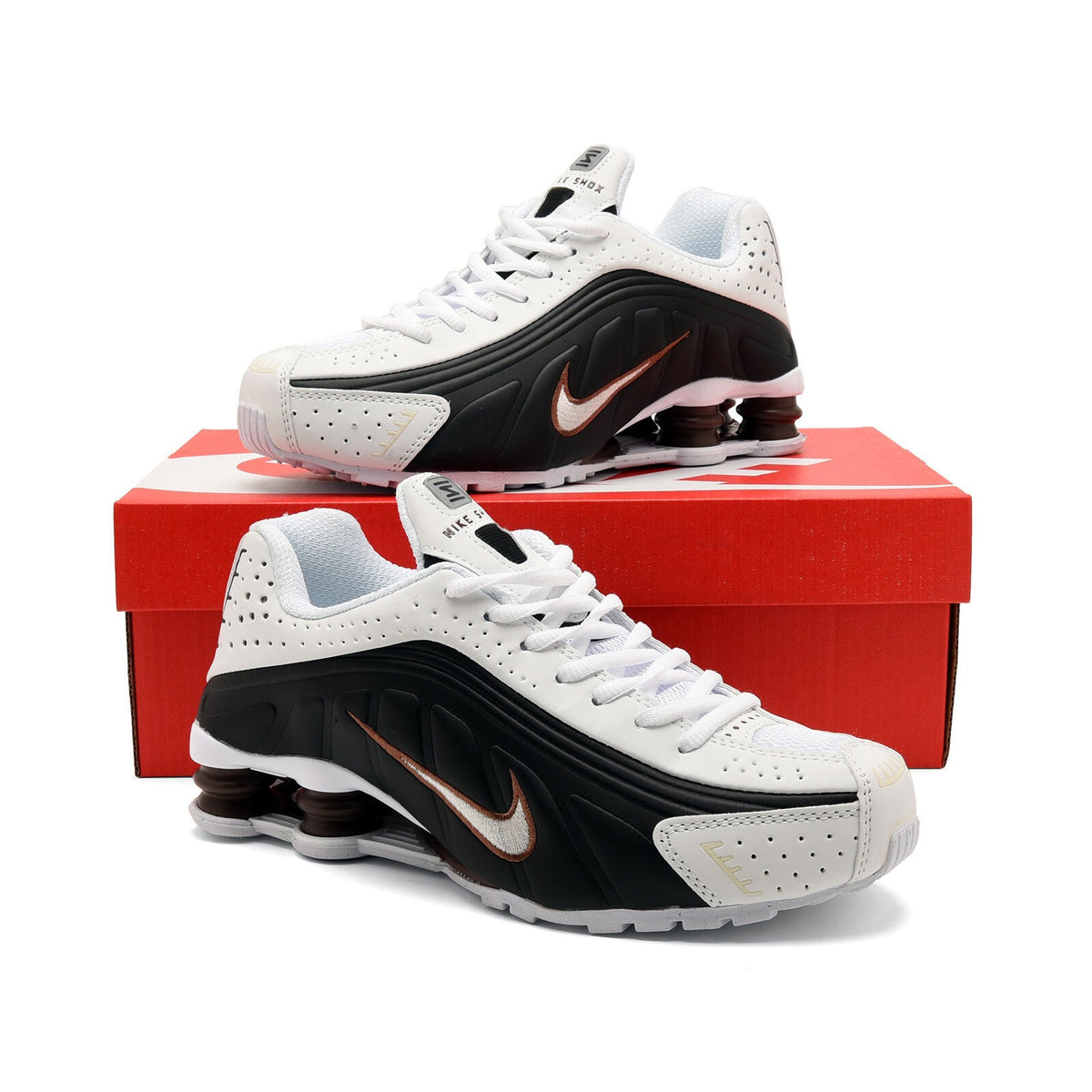 Nike Shox R4 Sneakers White Black Bronze
