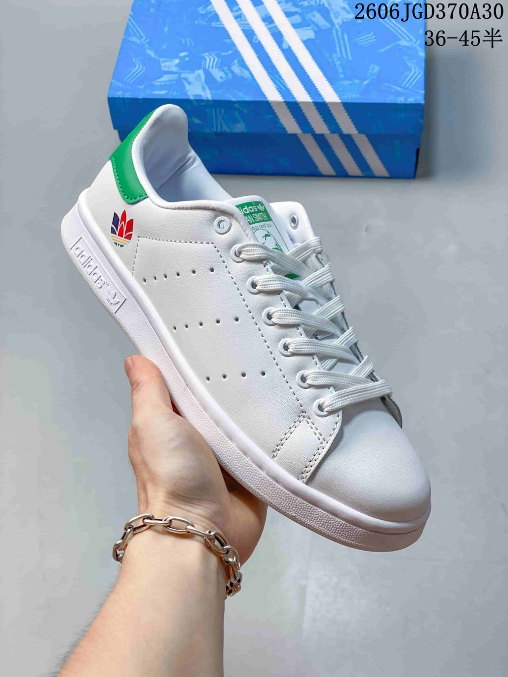 Adidas Stan Smith White Low-Top Sneakers with Color Heel Tabs