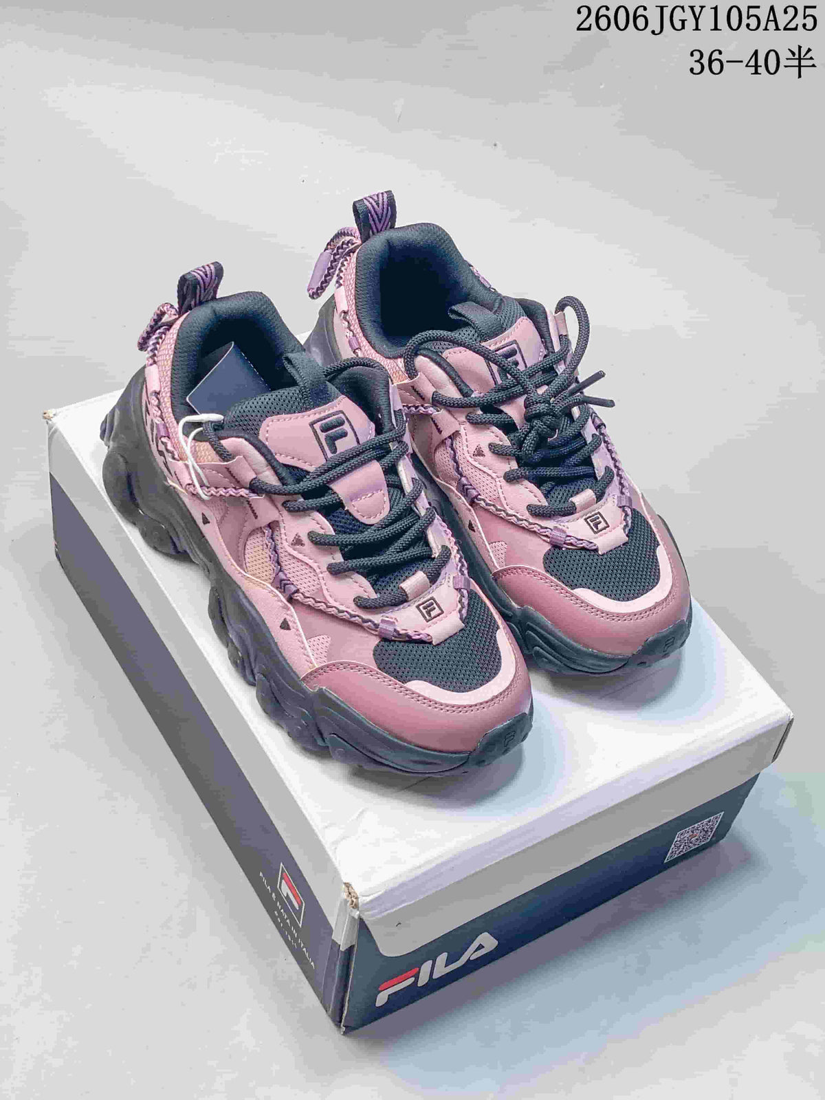 FILA Fusion Chunky Sneakers in Pink and Charcoal