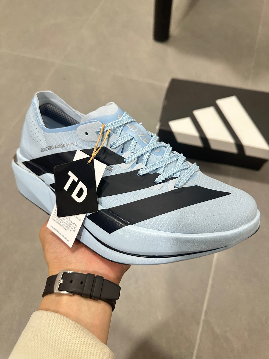 adidas Adizero Adios Pro Running Shoes, Light Blue and Black
