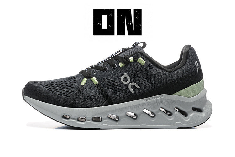 On Cloudsurfer Running Shoes in Black and Glacier