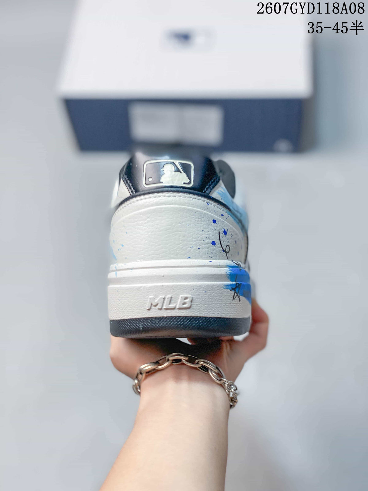 MLB Big Ball Chunky Canvas Hi Sneakers White Blue 2607GYD118A08