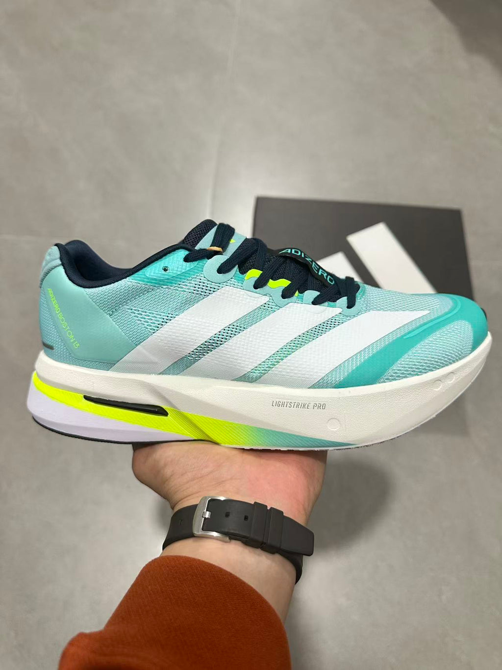 adidas Adizero Lightstrike Pro Running Shoes, Mint and Black