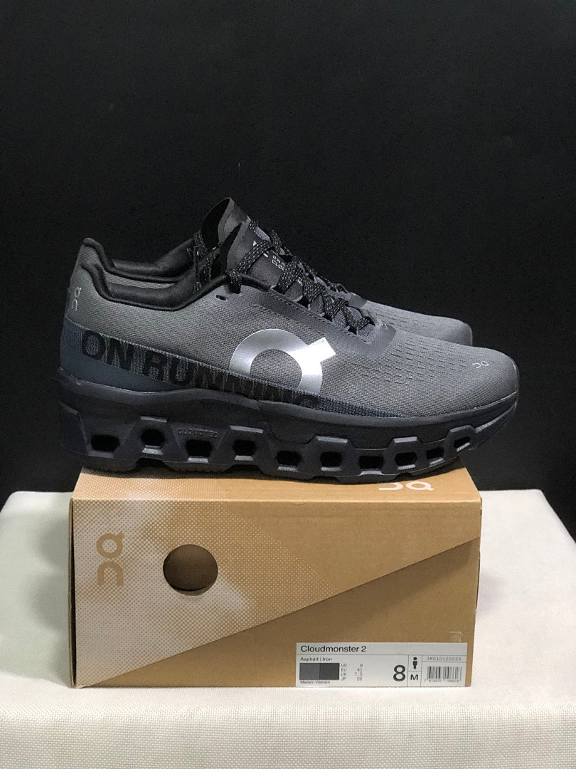 On Cloudmonster 2 Running Shoes in Gray and Black