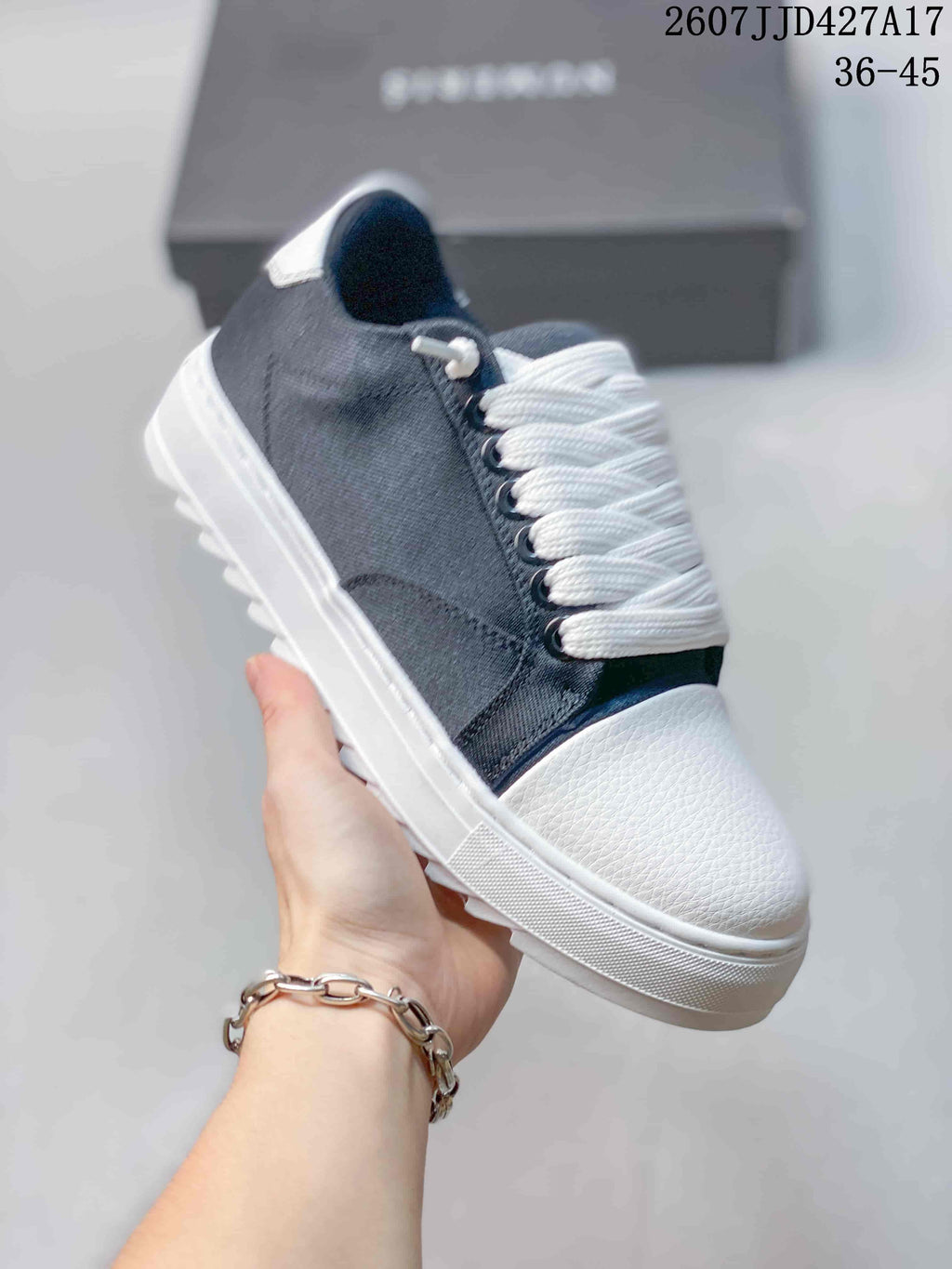 NUMERIS Denim Sneakers Navy and White 07JJD427A
