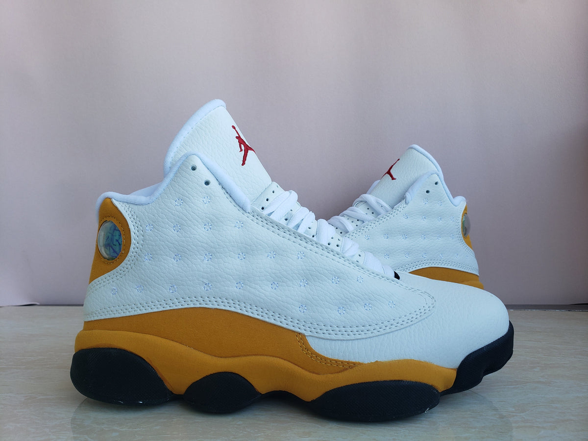 Air Jordan 13 White and Yellow Basketball Sneakers
