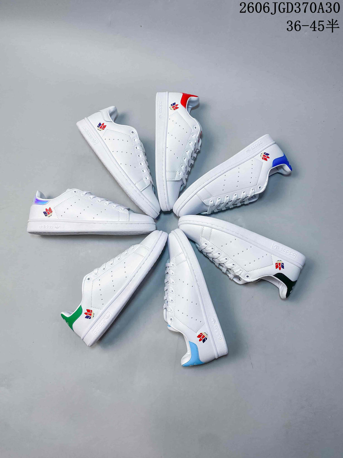 Adidas Stan Smith White Low-Top Sneakers with Color Heel Tabs