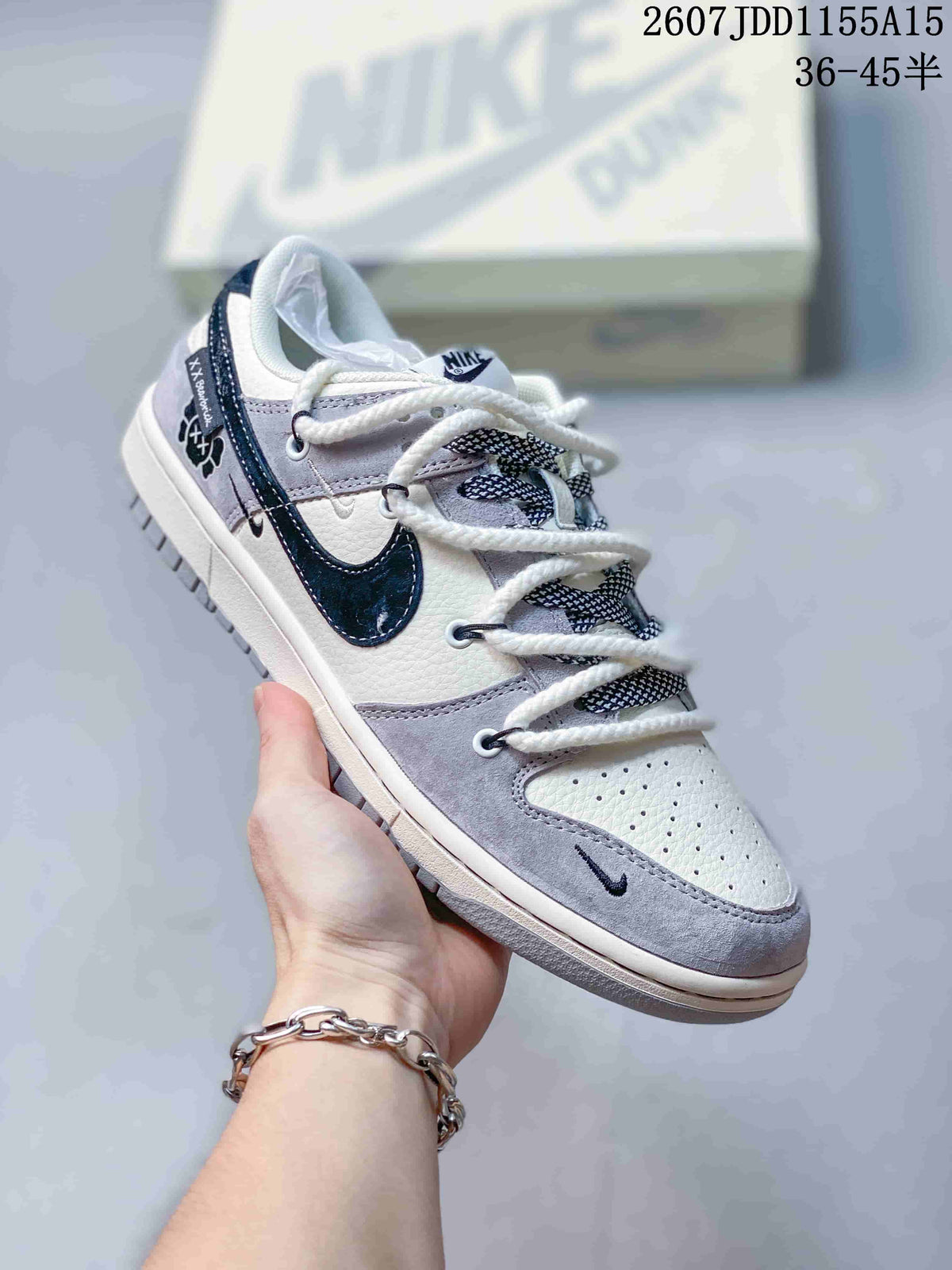 Nike SB Dunk Low Sneakers in White, Gray and Navy Styles
