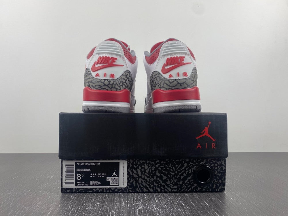 Air Jordan 3 White Grey Red Graphic Sneakers