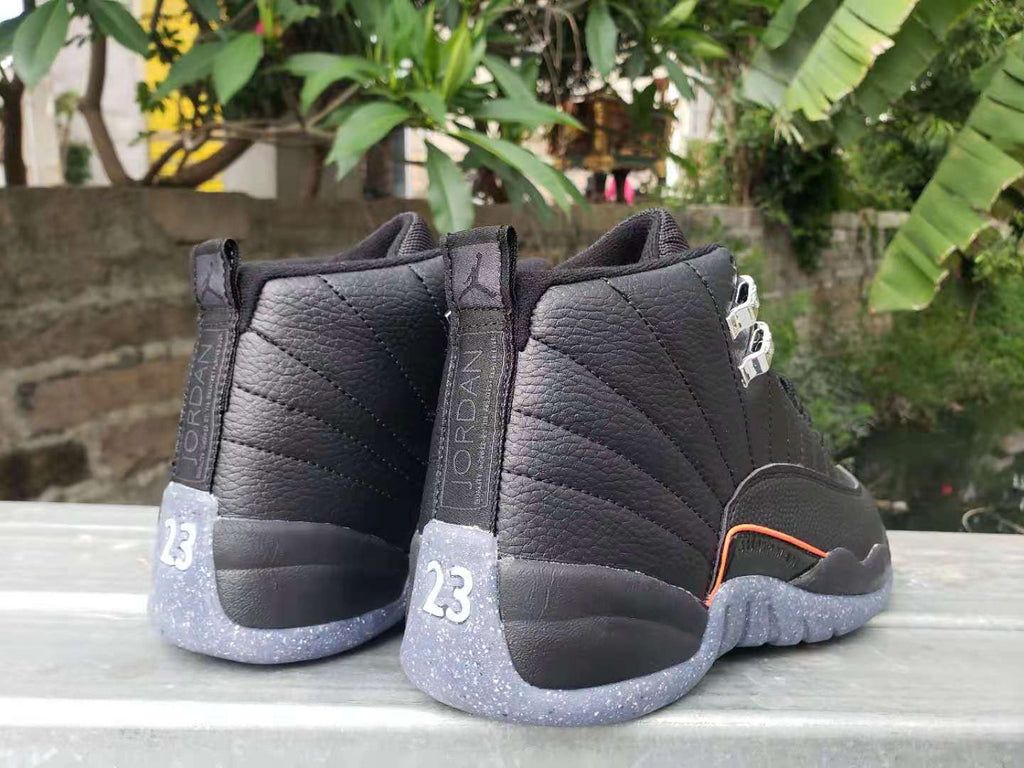 Jordan 12 High-Top Sneakers in Black with Speckled Sole