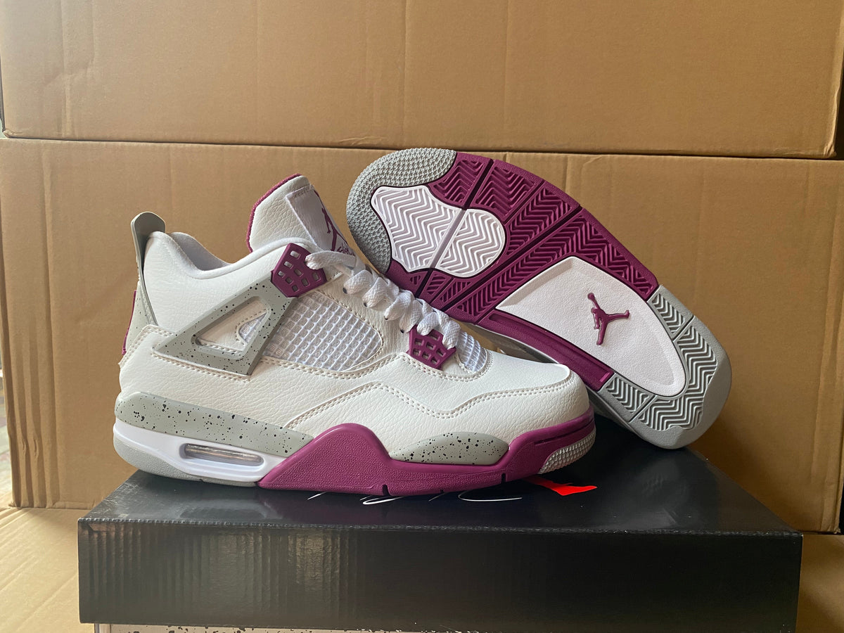 Jordan 4 Retro Sneakers in White and Burgundy