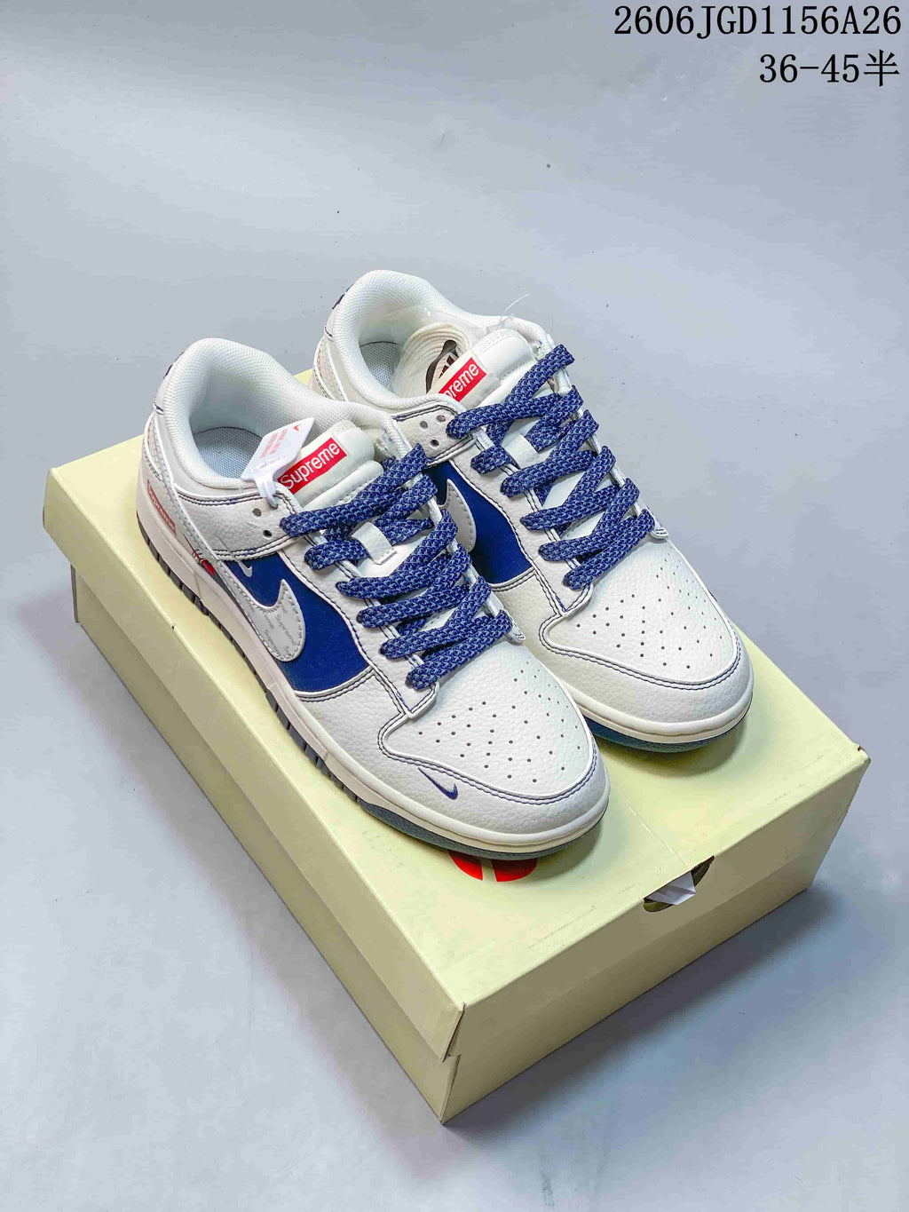 Nike Dunk Low White and Blue Sneakers