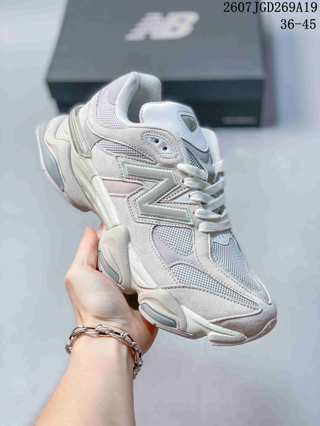 New Balance 9060 Sneakers White with Mint Accents