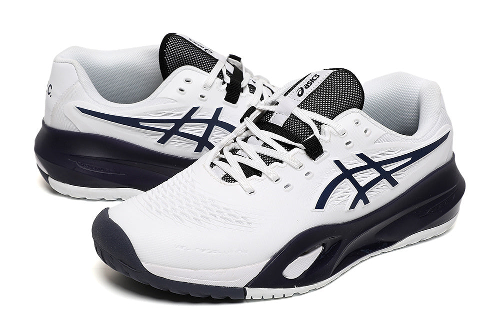 ASICS Gel-Resolution White and Navy Tennis Shoes