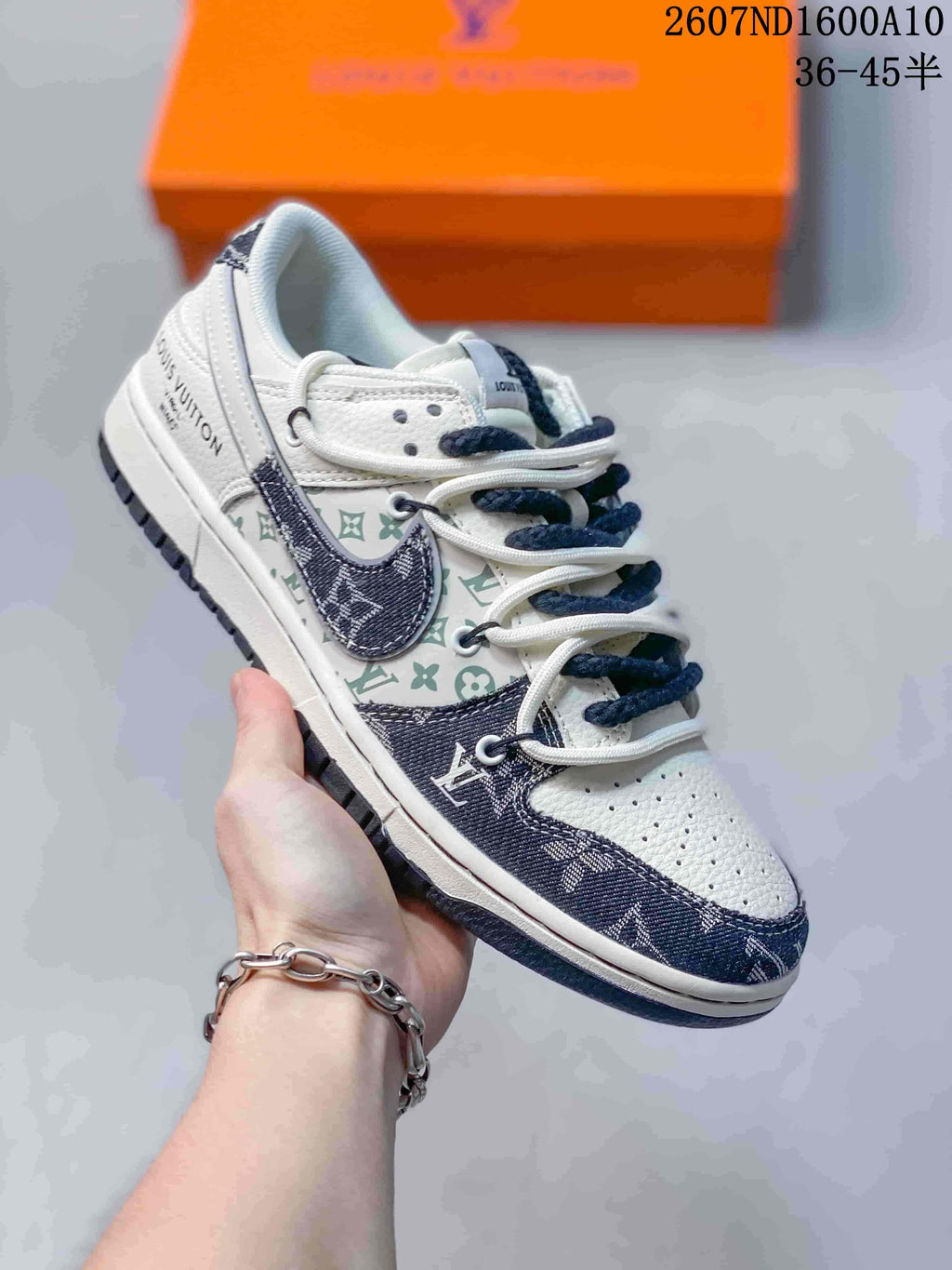 Nike SB Dunk Low White and Navy Low-Top Sneakers