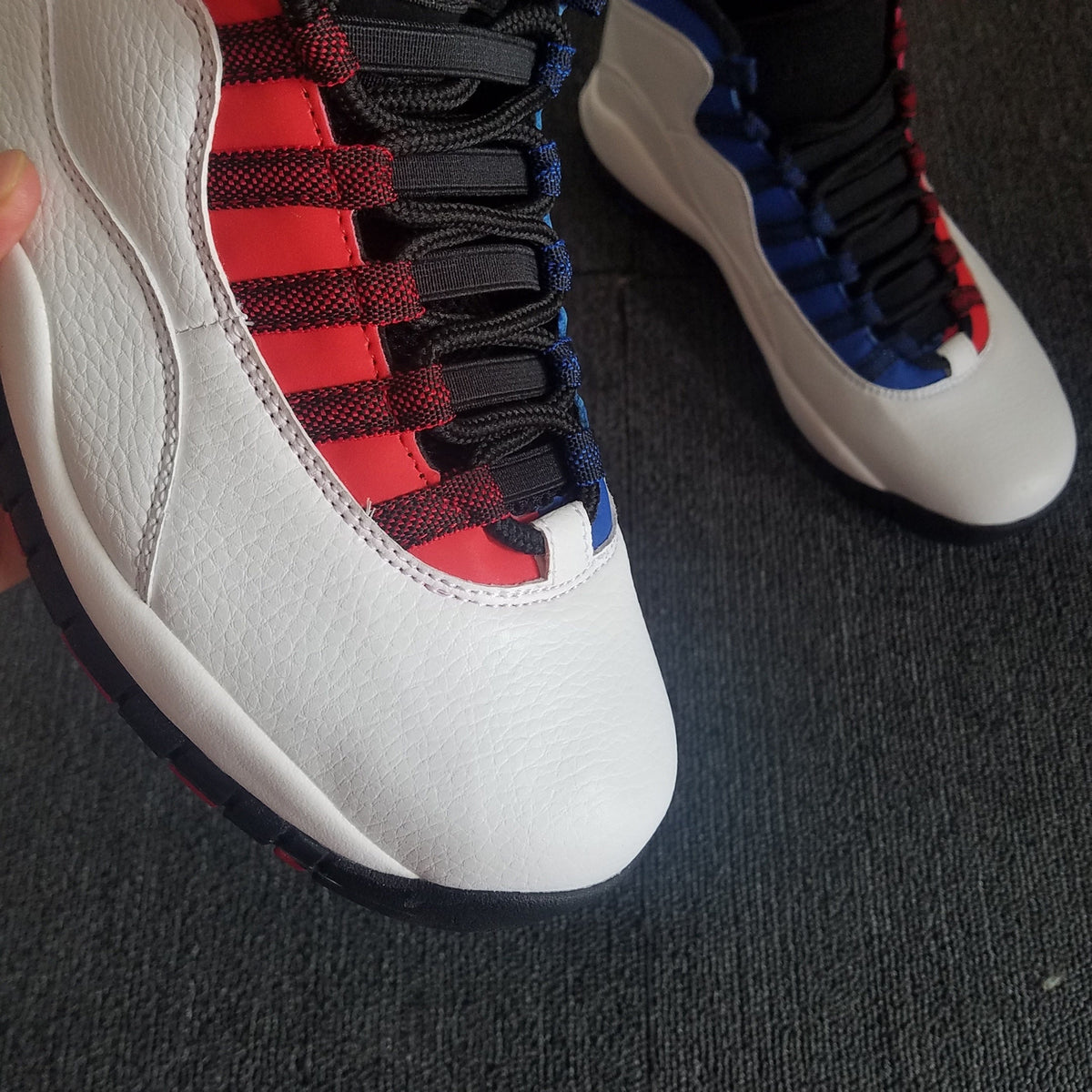 Air Jordan 10 Mismatch High-Top Sneakers White Red Blue