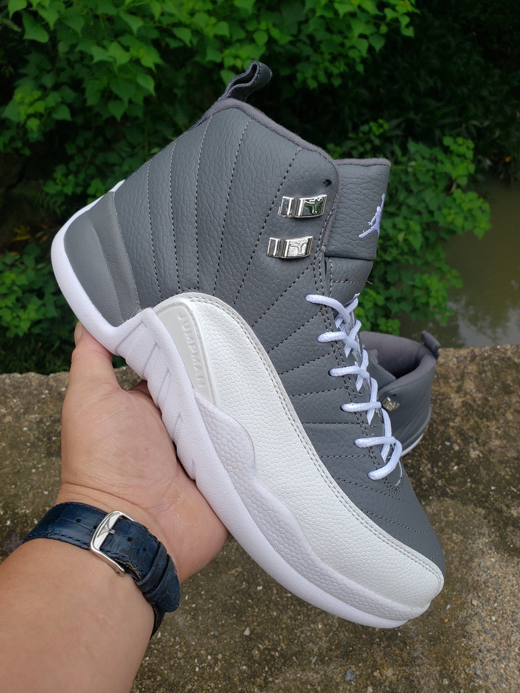 Jordan Air Jordan 12 High-Top Sneakers in Grey and White