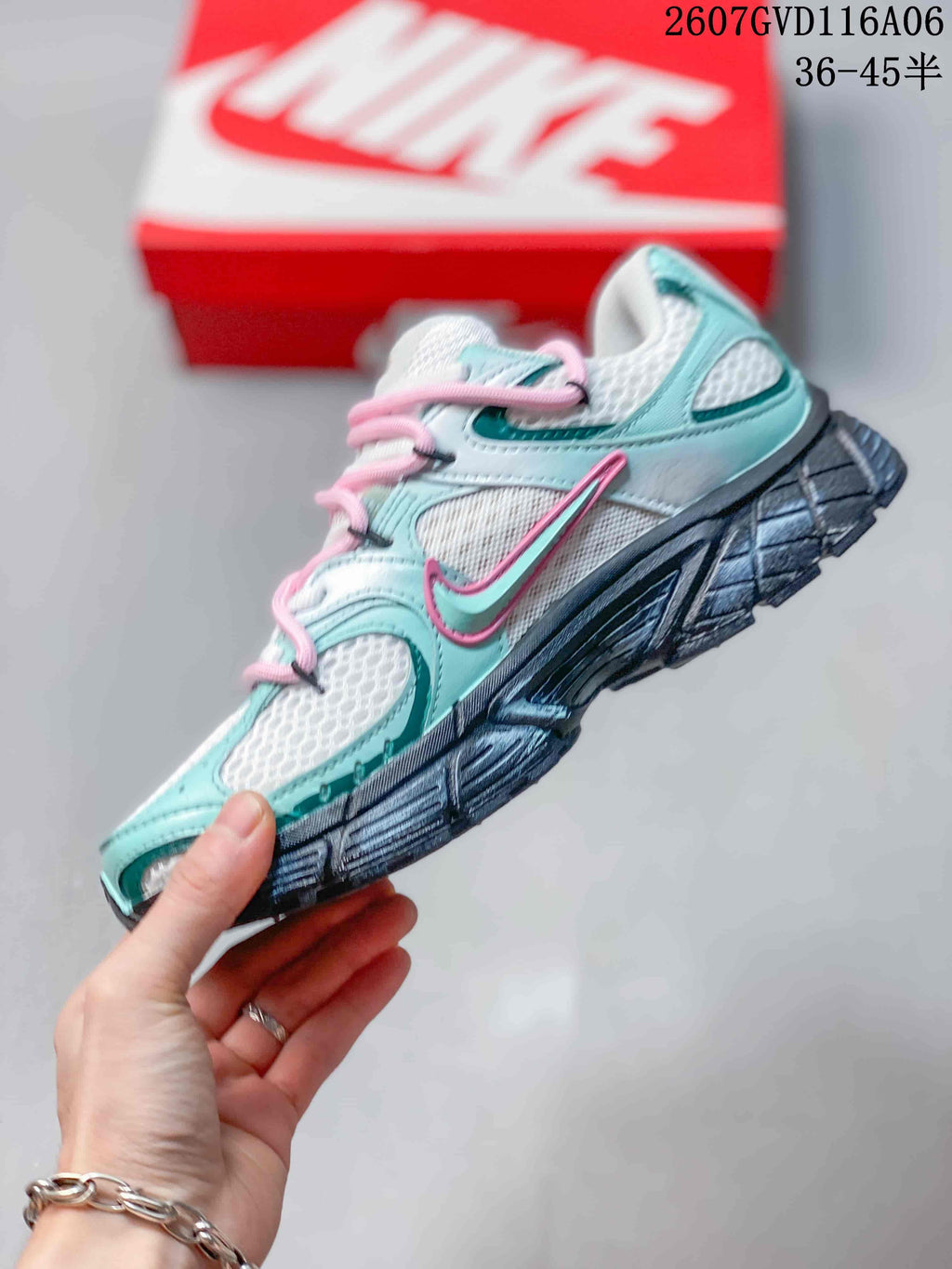 Nike V5 RNR Retro Running Sneakers Mint Pink White