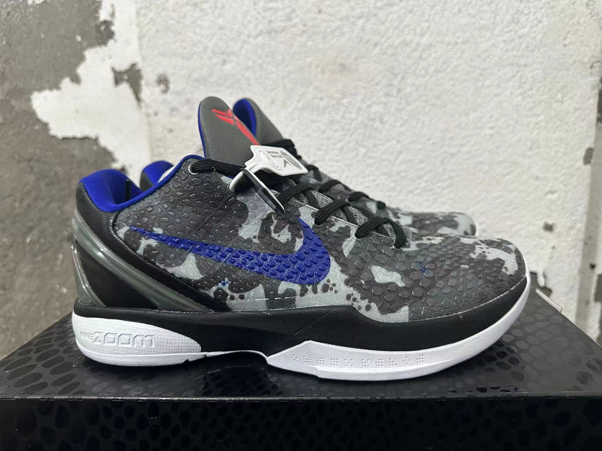 Nike Kobe 6 Protro Basketball Shoes, Gray Camo and Blue