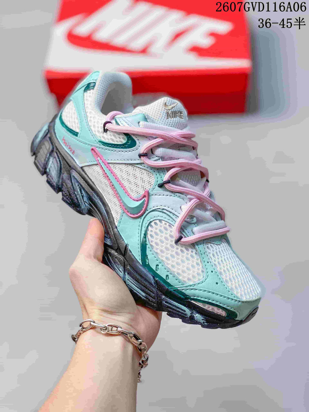 Nike V5 RNR Retro Running Sneakers Mint Pink White