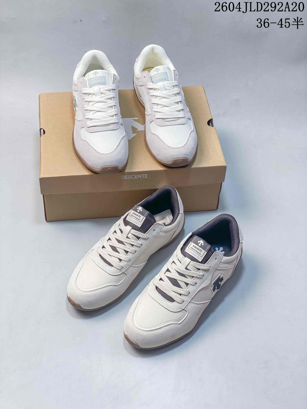DESCENTE Chron Tempo Slim Retro Low-Top Sneakers, Off-White