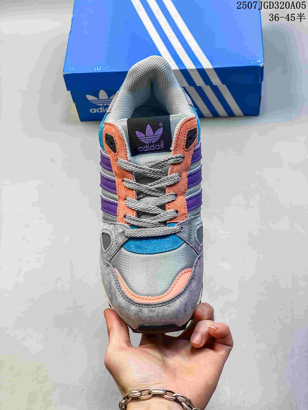 adidas ZX 750 Retro Sneakers in Gray, Purple and Coral