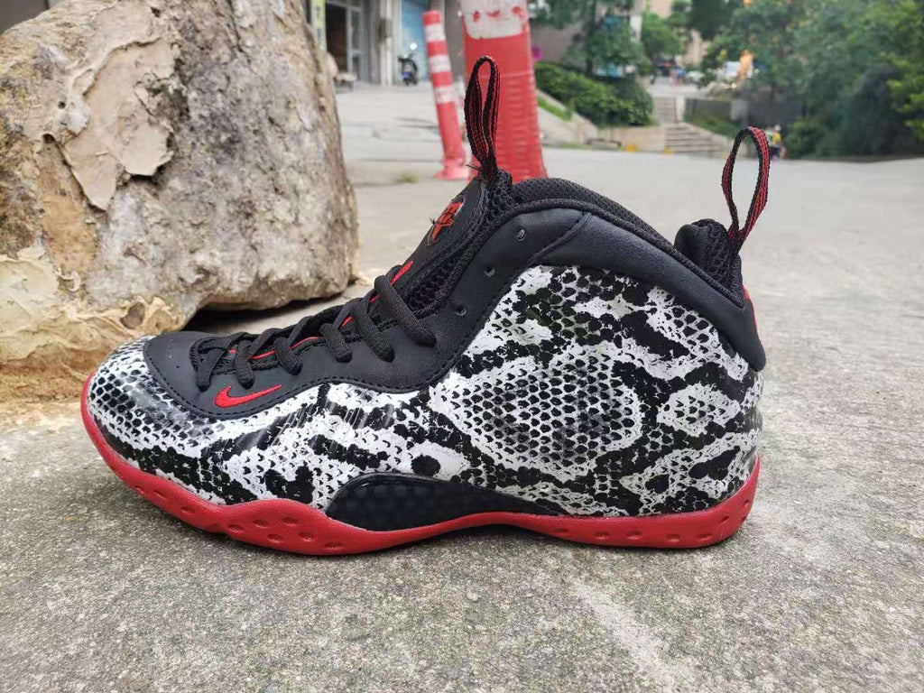 Nike Air Foamposite Pro Snake Print Sneakers Black Red