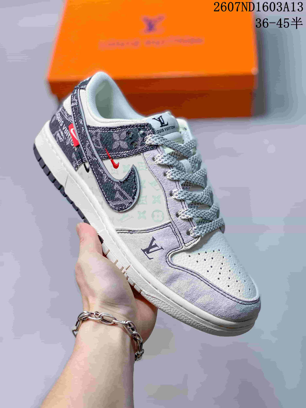 Nike SB Dunk Low LV-Pattern Grey White Sneakers
