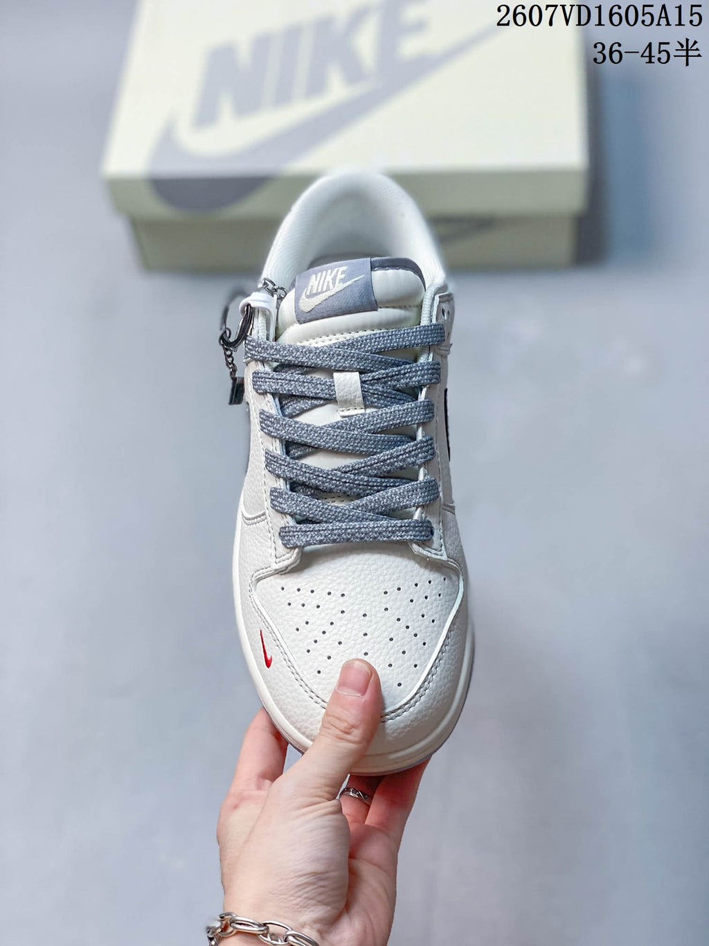 Nike SB Dunk Low Sneakers White Gray with Red Accents