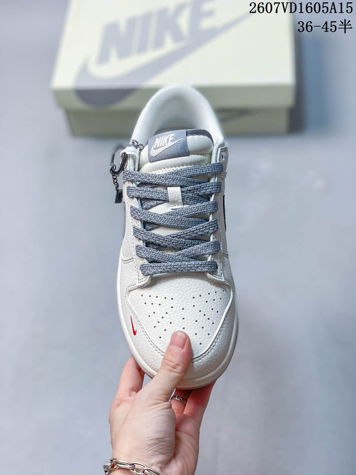 Nike SB Dunk Low Sneakers White Gray with Red Accents