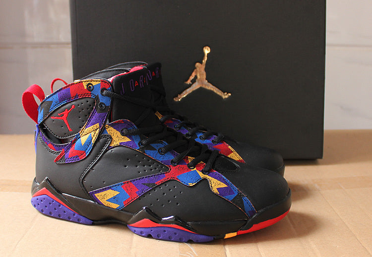 Air Jordan 7 Retro Black Colorful High-Top Sneakers