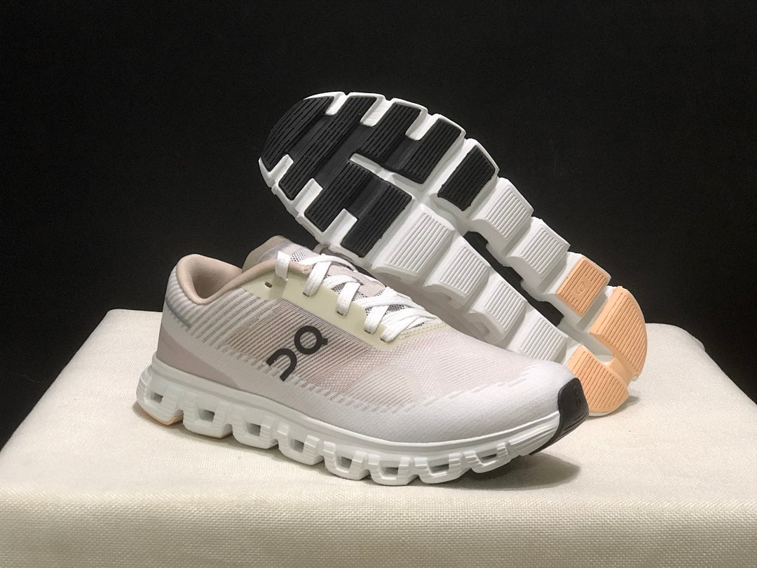 On Cloud 6 Push Sneakers in White and Beige