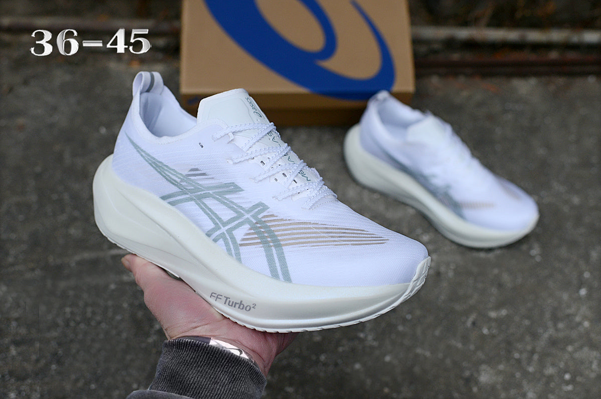 ASICS White and Gray Running Shoes