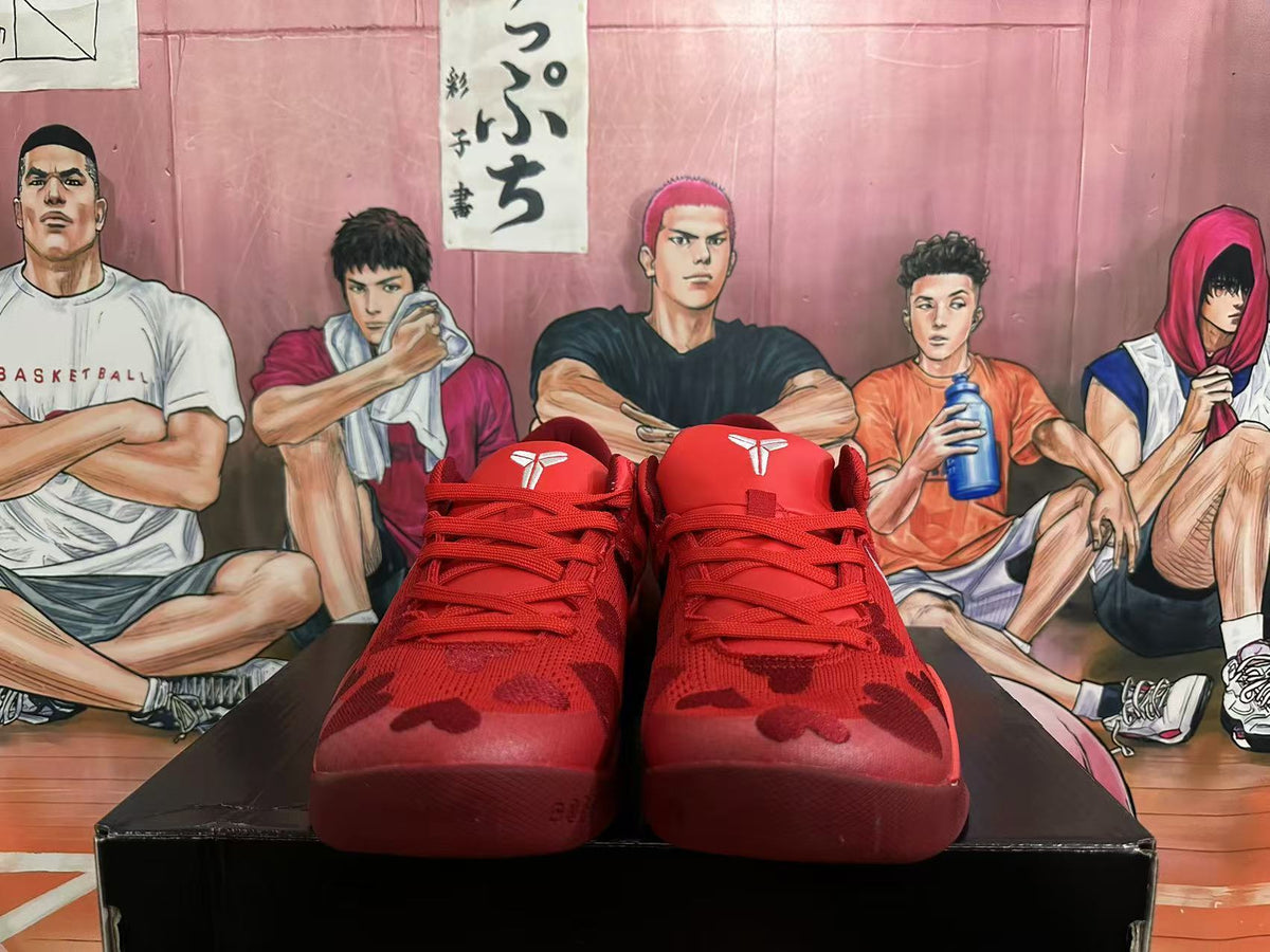 Nike Kobe Basketball Shoes Red Heart Print